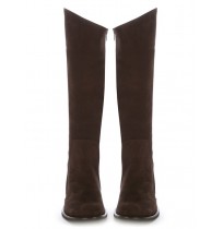 Brown suede leather high boots