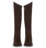 Brown suede leather high boots