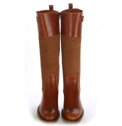 Camel leather riding boots