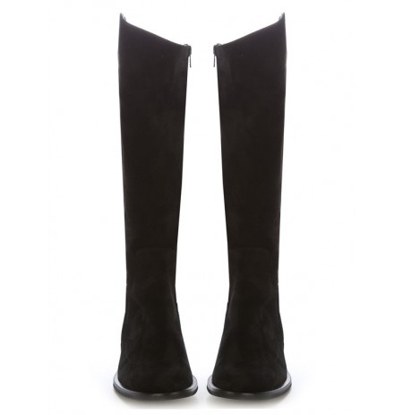 Custom-made black suede leather riding boots