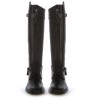 Black leather boots with bridles