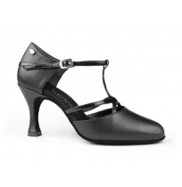 Black leather salomé latin dancing shoes