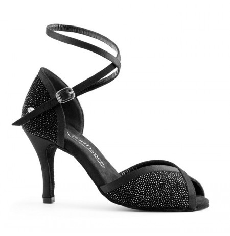 TPS Black Satin & Glitter Latin Ballroom Salsa Custom-made Dance Shoes D850 
