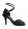 Latin dancing shoes shiny black glitter