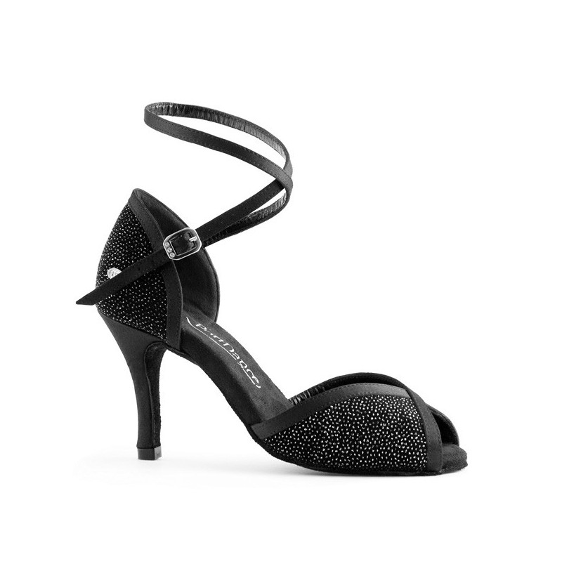 LIUguoo Womens Glitter T Strap Latin Dance Shoes,Sparkling Round Toe Heeled Ballroom Tango Latin Salsa Sandals 