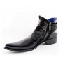 Santiags homme cuir et serpent noir talon acier