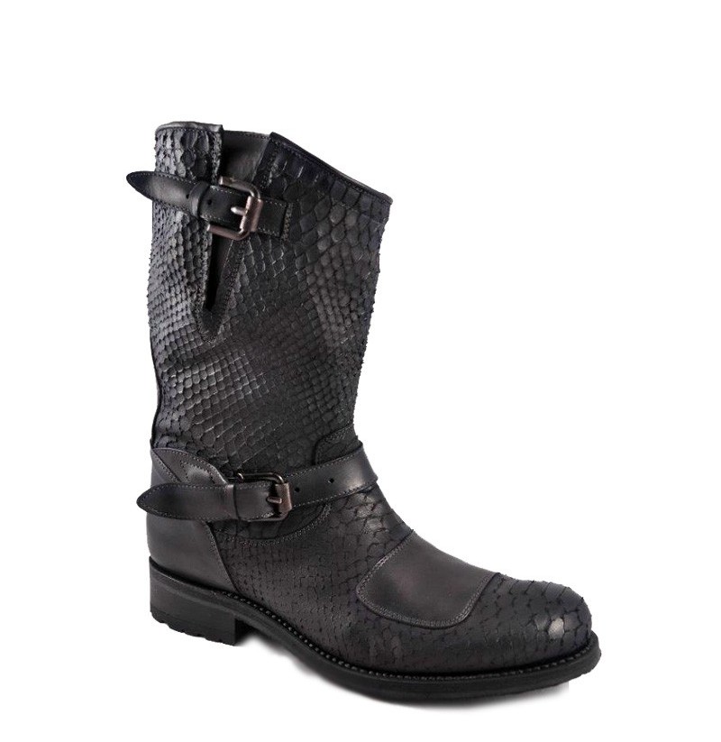 snakeskin boots black