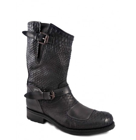 biker boots snake print
