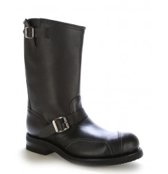 Black leather bike boots