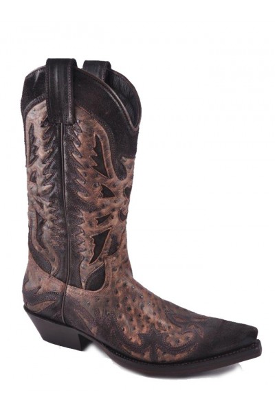 Brown leather mexican cowboy boots