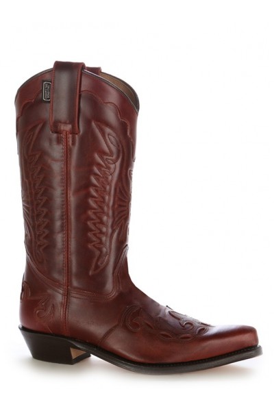 Burgundy leather Mexican cowboy boots