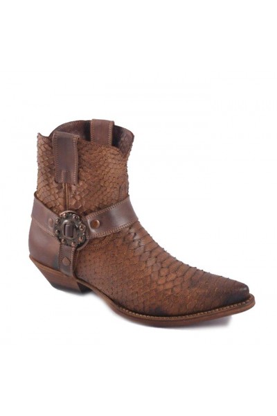 Black and grey snake and leather cowboy ankle boots
