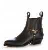 Black leather cowboy ankle boots buffalo bridle