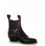 Black leather cowboy ankle boots buffalo bridle