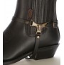 Black leather cowboy ankle boots buffalo bridle