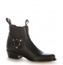 Black leather cowboy ankle boots with bridles