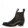 Black leather cowboy ankle boots with tongue