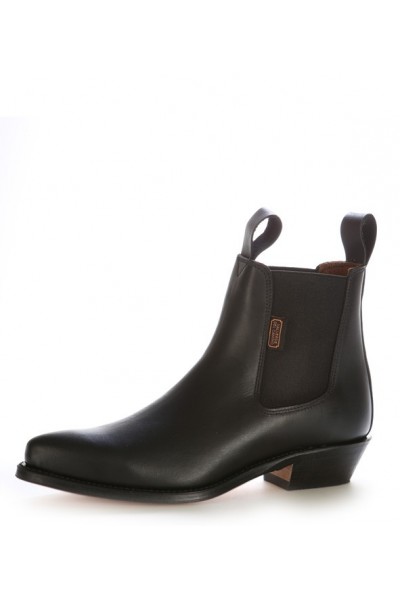 Black leather cowboy ankle boots with tongue Black leather cowboy ankle boots with tongue