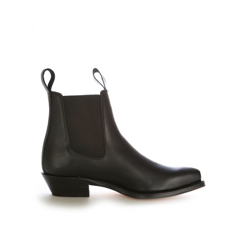 LEATHER BLACK ANKLE BOOTS WITH PULL TABS Classic black leather ankle boots