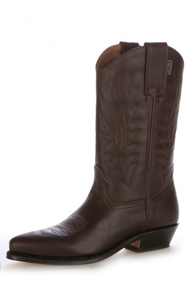 Brown leather Mexican cowboy boots