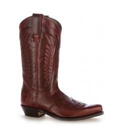 Burgundy leather Mexican cowboy boots