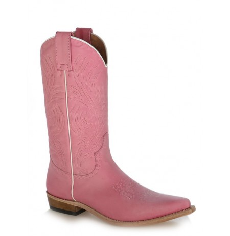 Pink coloured leather cowboy boots 