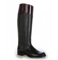 Two-coloured leather black riding boots