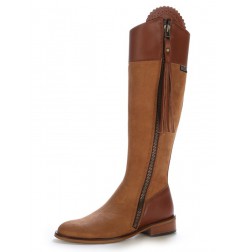 Bottes équitation cuir camel à brides