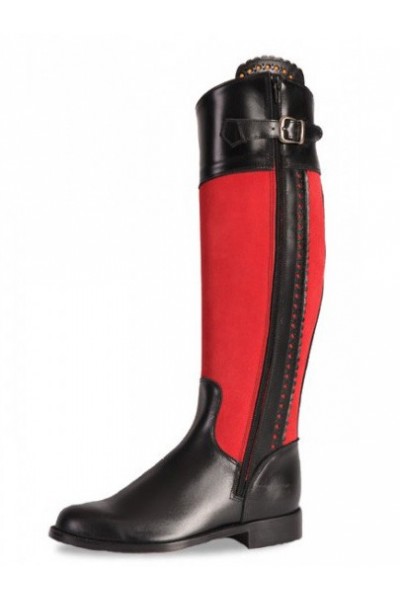 Custom-made black and red leather riding boots for women Custom-made black and red leather riding boots for women
