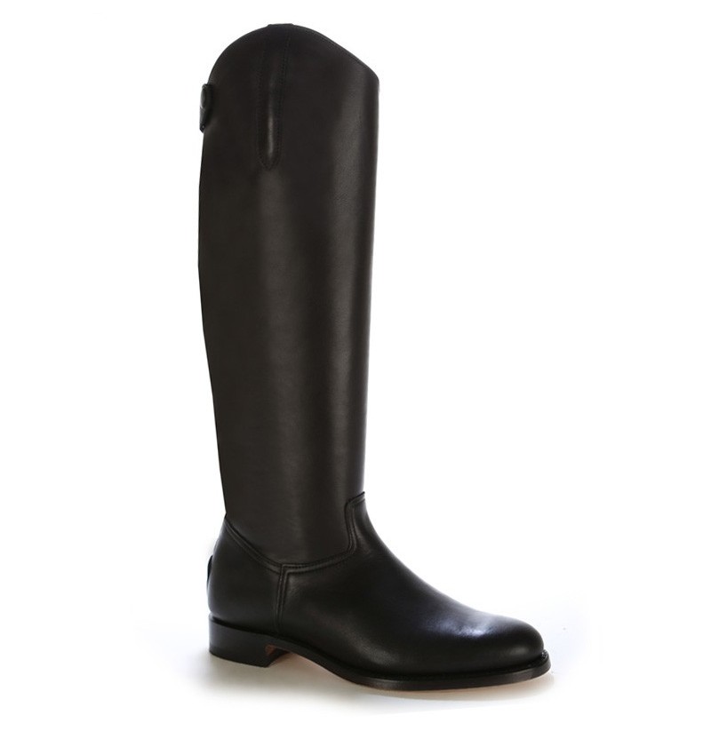 Black Leather Dressage Riding Boots Womens 6 1/2B with Boot Hooks USA