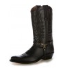 Black leather Mexican cowboy boots with buffalo bridles