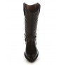 Black leather Mexican cowboy boots with buffalo bridles