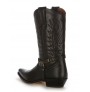 Black leather Mexican cowboy boots with buffalo bridles