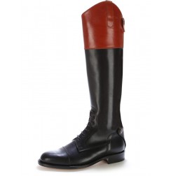 Made to measure two tone leather riding boots with bootlaces