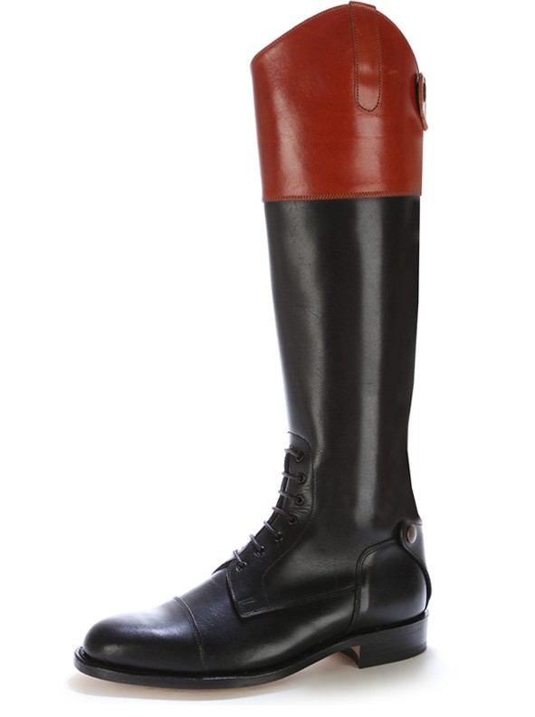 Black burgundy made to measure riding boots with laces Leather