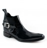 Black varnished leather ankle boots for men