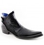 Ankle boots for men black leather pointed tip