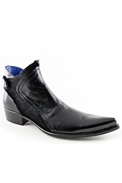 Ankle boots for men black leather pointed tip