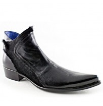 Ankle boots for men black leather pointed tip