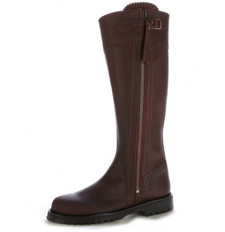 Dark brown leather hunting boots