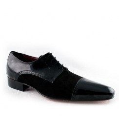 Black patent leather and suede shoes for men 