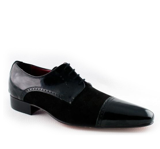 Elektropositief Pakistaans japon BLACK SUEDE AND PATENT LEATHER DERBIES Black suede leather formal shoes for  men