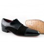 Black patent leather and suede shoes for men 