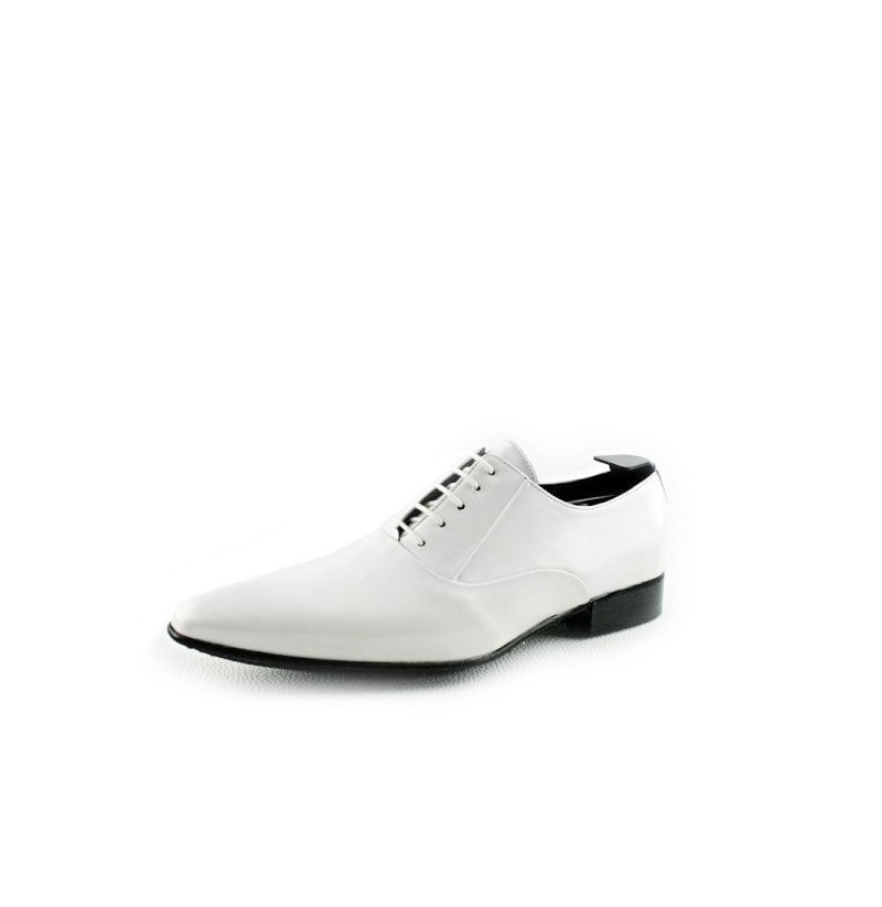 SHINY WHITE OXFORD SHOES FOR WEDDINGS MEN'S White leather wedding shoes