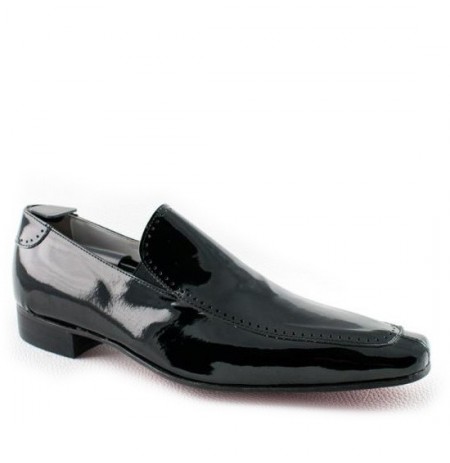 men in black patent leather