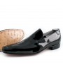 Black patent leather shoes for men without laces