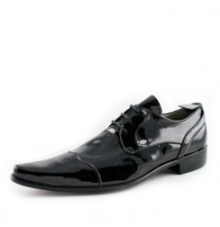 Black patent leather shoes for men with laces