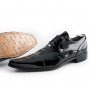 Black patent leather shoes for men with laces