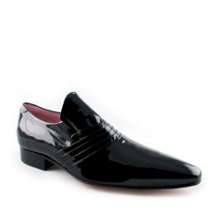 Black patent leather shoes for men without laces