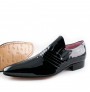 Black patent leather shoes for men without laces